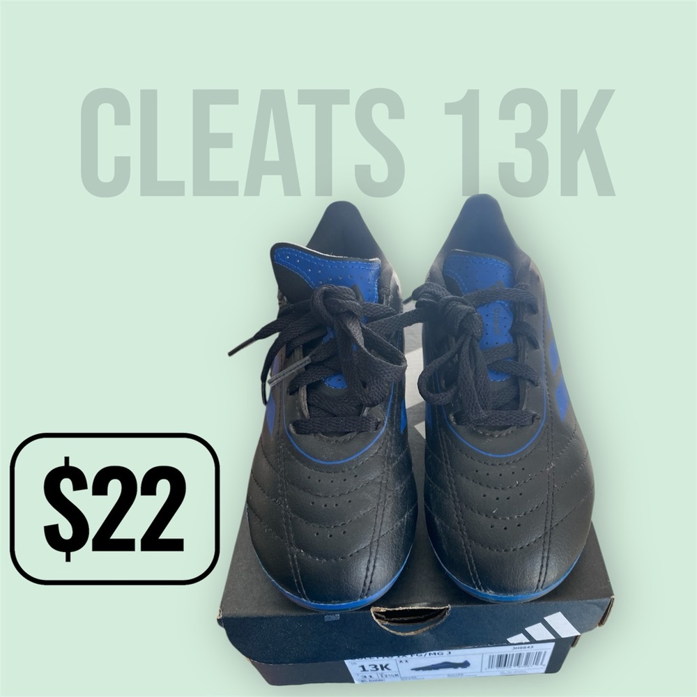 ADIDAS Kids Black and Blue Cleats